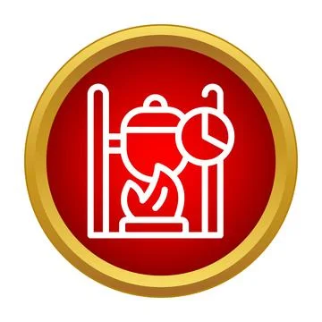 Cooking pot on fire with timer icon Stock Illustration