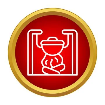 Cooking pot hanging over camp fire icon Stock Illustration