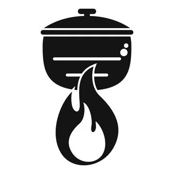 Cooking pot heating up over a camping fire Ilustração Stock