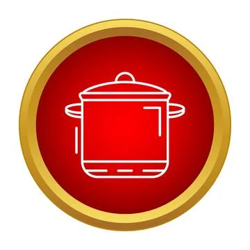 Cooking pot icon button for kitchenware applications Stock Illustration