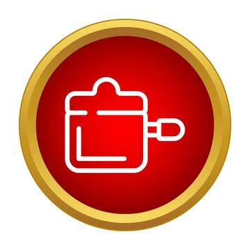 Cooking pot icon inside a red gold circle Stock Illustration