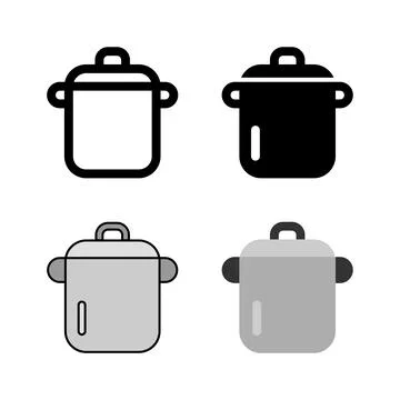 A cooking pot icon set, essential for boiling, simmering, stews, and genera.. Stock Illustration