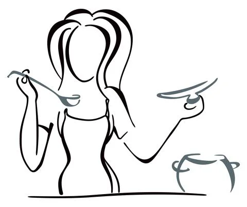 Cooking in pot Stock Illustration