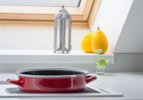 Cooking pot in kitchen Stock Photos