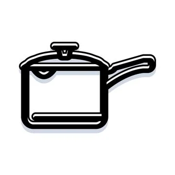 Cooking pot kitchen utensil with handle and lid Illustration