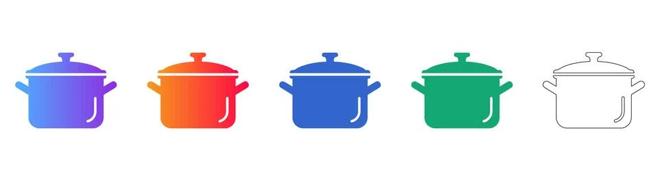Cooking Pot Kitchenware Icon Set Stock Illustration