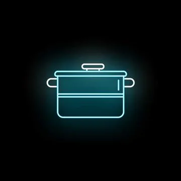 Cooking pot kitchenware neon glowing line icon Illustrazione stock