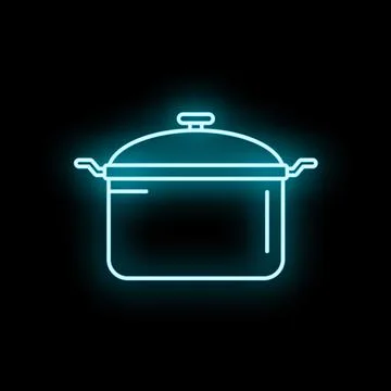 Cooking pot kitchenware neon glowing line icon Illustrazione stock