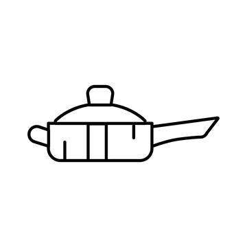 Cooking pot kitchenware outline flat icon design Stock Illustration