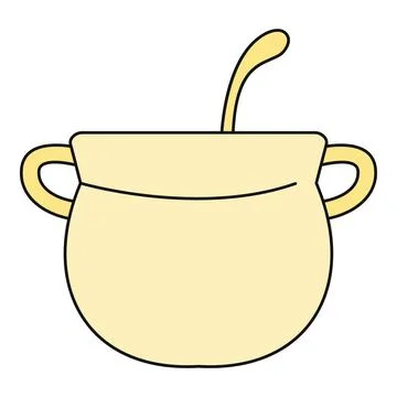Cooking pot with ladle kitchenware serving food Stock Illustration