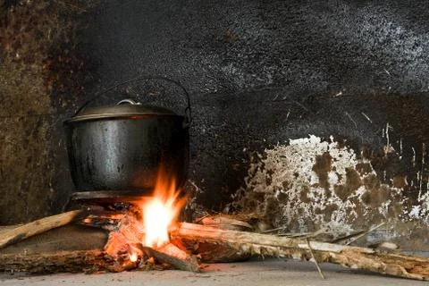 Cooking Pot On An Open Fire Stock Photos