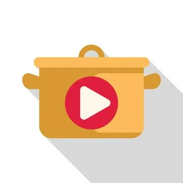 Cooking pot showing play button for recipe videos Stock Illustration