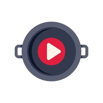 Cooking pot showing play button for recipe videos Stock Illustration