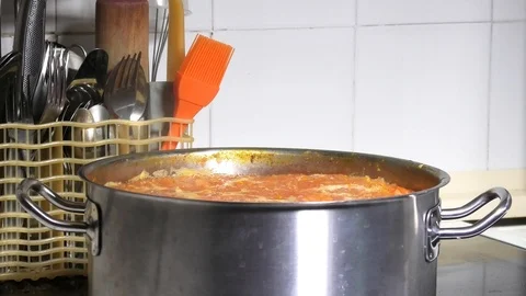Cooking pot on the stove Stock Footage 115474130