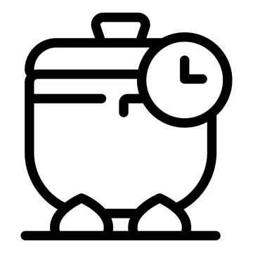 Cooking pot on stove with timer showing cooking time Stock Illustration