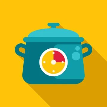 Cooking pot with timer concept flat icon Illustrazione stock