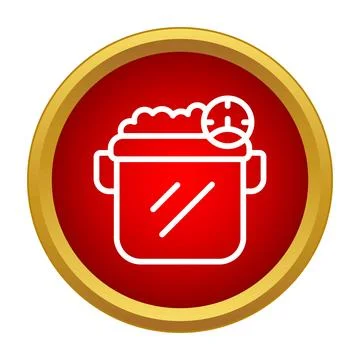 Cooking pot with a timer icon creating soup Stock Illustration