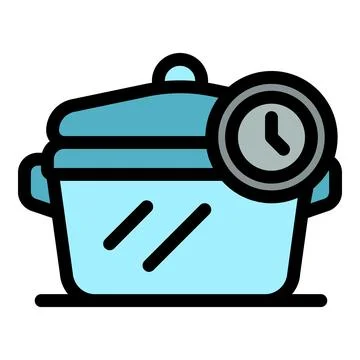 Cooking pot with timer showing cooking time 스톡 일러스트