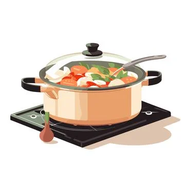 Cooking Pot with Vegetables: Vector Illustration Stock Illustration