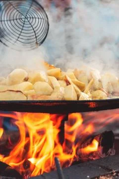 Cooking potatoes with eggs Stock Photos