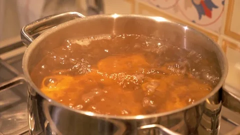 Cooking potatoes in the pot Stock Footage 85347885