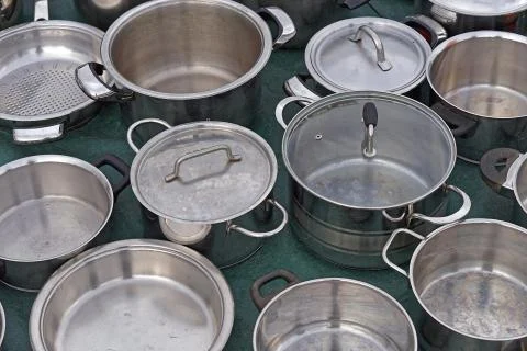 Cooking pots pans Stock Photos