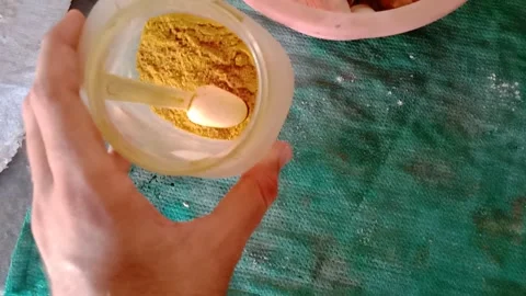 Cooking Powder in a Plastic Box Video stock 347365956