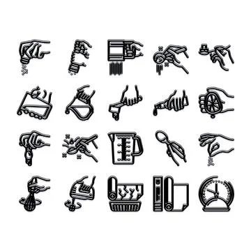 Cooking preparation process with kitchen utensils icons Stock Illustration