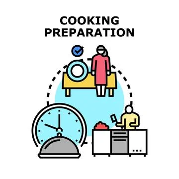 Cooking preparation process vector illustration designing time Stock Illustration