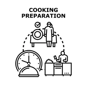 Cooking preparation process vector illustration designing time Stock Illustration