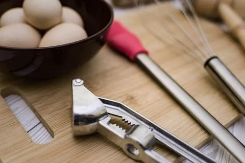 Cooking preparation table Stock Photos