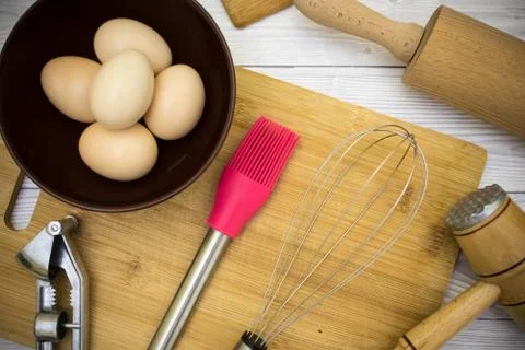 Cooking preparation table Stock Photos