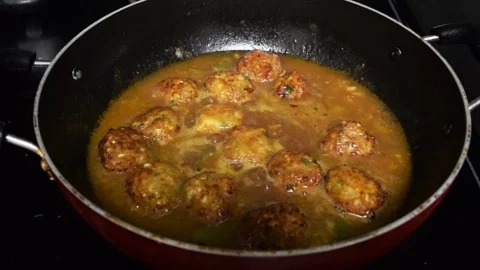 Cooking process of Chinese Vegetable Manchurian Stock Footage 305700969