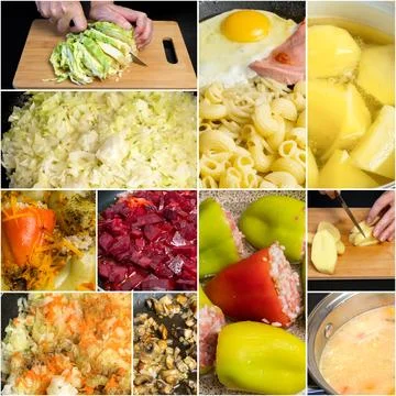 Cooking Process Collage Stock-Fotos