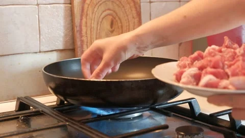 Cooking process dinner lunch breakfast cooking meat dish 스톡 동영상 239144200