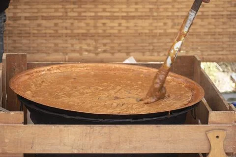 Cooking process of durian dodol, also called jenang Foto stock
