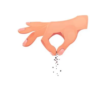 Cooking process hand sprinkling pepper with finger Stock Illustration
