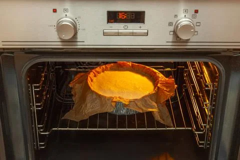 Cooking process homemade Basque burnt cheesecake. Stock Photos