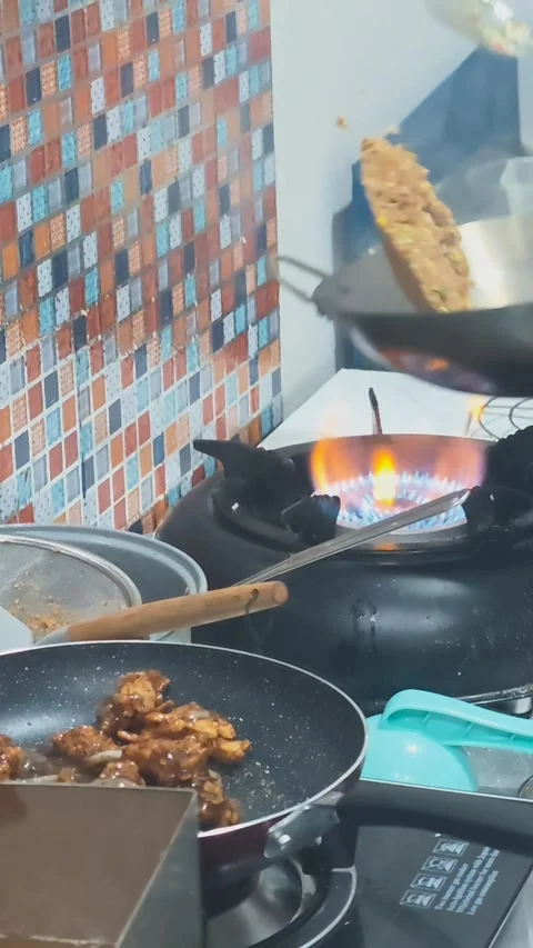 Cooking Process in Kitchen With Hands Preparing Food Video stock 328395123