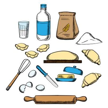 Cooking process of kneading dough Stockillustratie