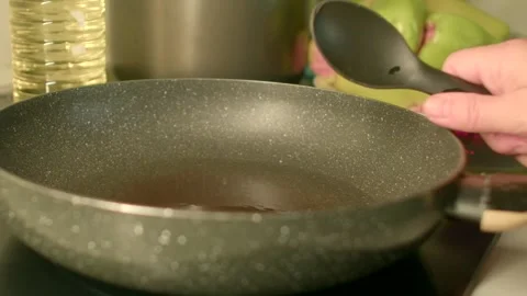 Cooking Process Preparing Various Ingredients in a Frying Pan for Meals Stock Footage 318926915