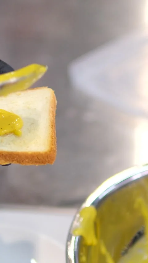 Cooking process Step by step. Pouring sauce on benedict egg with stracciatella Stock Footage 278395085