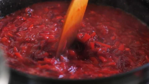 Cooking process, stirring vegetables in tomato sauce. vegetarian cuisine. Stock Footage 144290970