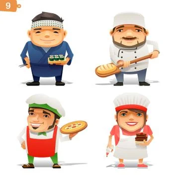 Cooking professions set Stock Illustration
