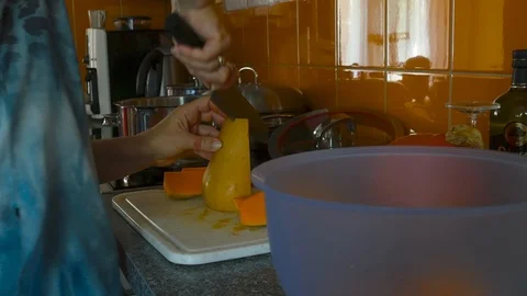 Cooking pumpkin soup Stock Footage 94979906
