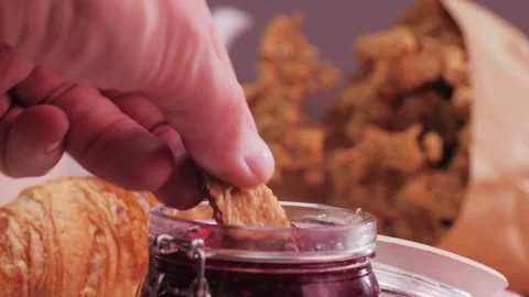 Cooking raspberry berrie jam with sugar, boiling marmalade, Jar of raspberry jam Stock Footage 296014012