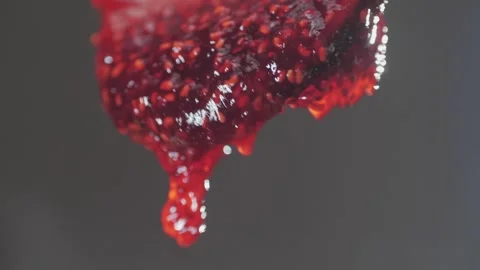 Cooking raspberry berrie jam with sugar, boiling marmalade, Jar of raspberry jam Stock Footage 296014035