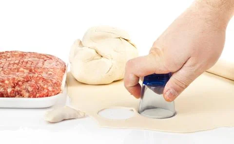 Cooking ravioli dough stack, minced cooking ravioli by hand Copyright: xZo... 스톡 사진