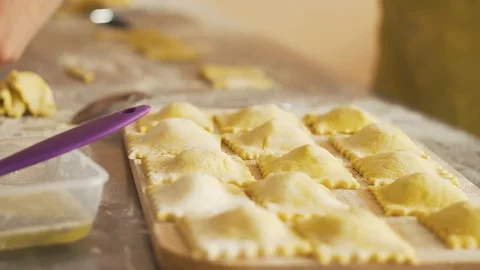 Cooking ravioli by hand Stock Footage 86852817