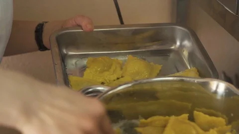 Cooking ravioli by hand Video stock 86853250